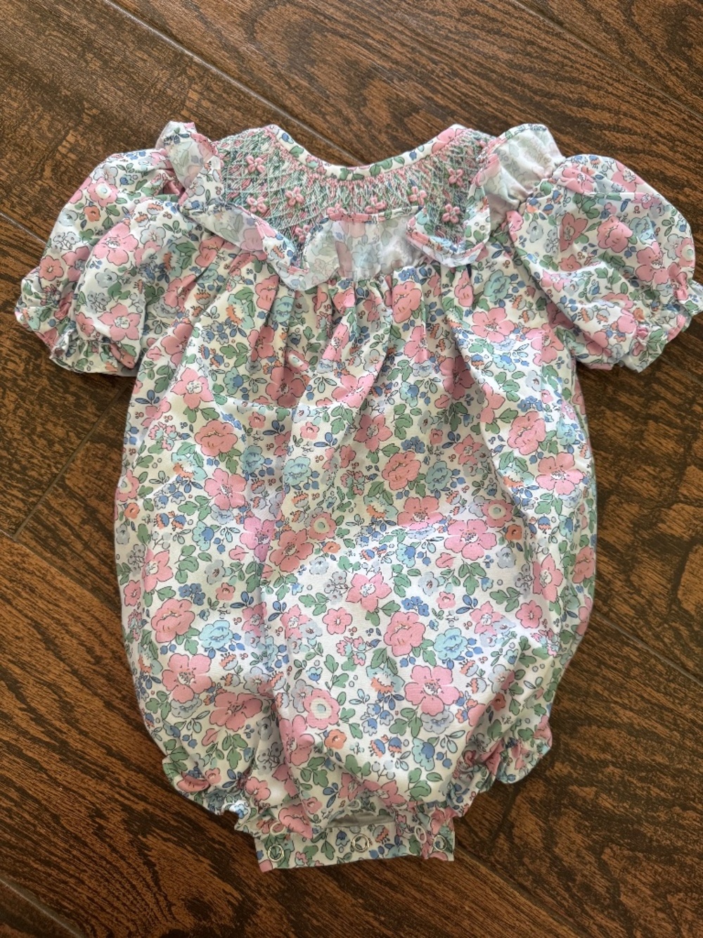 Baby Girls 9M Spring Floral Smocked Bubble